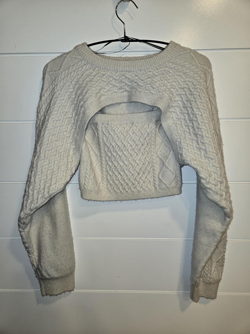 H&M 2 Pcs Crochet-Knit Cream Women's Cropped Sweater and Tank
